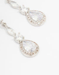 Rhodium Cubic Zirconia Pear Halo Drop Earrings - link has visual effect only