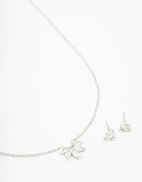 Rhodium Cubic Zirconia Marquise Jewellery Set - link has visual effect only