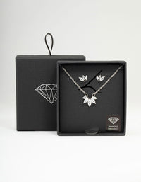 Rhodium Cubic Zirconia Marquise Jewellery Set - link has visual effect only