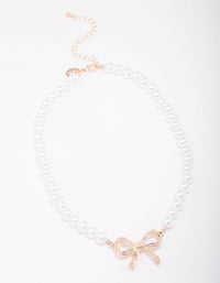 Rose Gold Pearl Bow Necklace - link has visual effect only