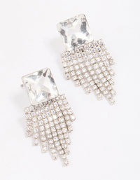 Silver Square Cup Chain Drop Earrings - link has visual effect only