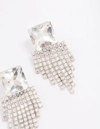 Silver Square Cup Chain Drop Earrings - link has visual effect only