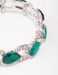 Silver Emerald Diamante Stretch Bracelet - link has visual effect only