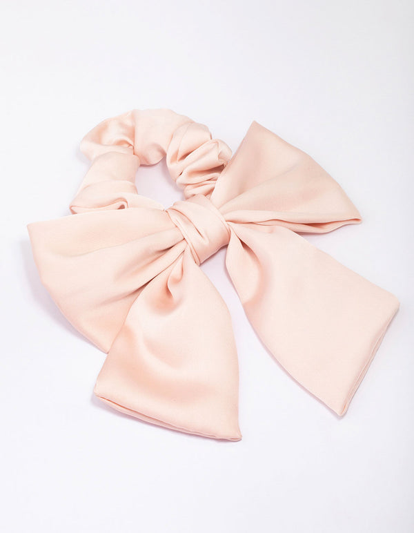 Blush Fabric Satin Bow Hair Scrunchie