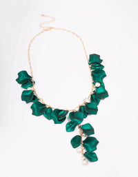 Green Iridescent Flower Petal Statement Necklace - link has visual effect only