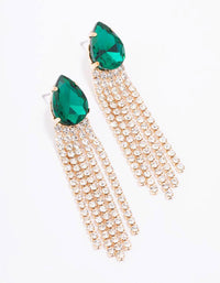 Gold Emerald Cup Chain Drop Earrings - link has visual effect only