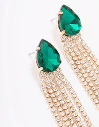 Gold Emerald Cup Chain Drop Earrings - link has visual effect only