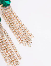 Gold Emerald Cup Chain Drop Earrings - link has visual effect only