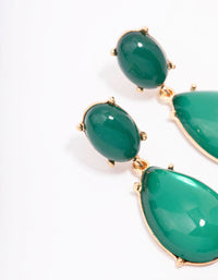 Gold Oval Stone Drop Earrings - link has visual effect only