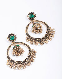 Antique Gold Beaded Circle Drop Earrings - link has visual effect only