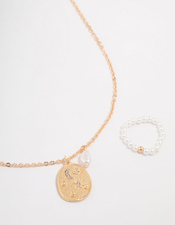 Gold Celestial Coin Jewellery Set