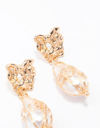 Gold Butterfly & Pearl Drop Earrings - link has visual effect only