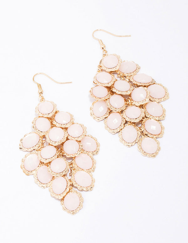 Gold Stone Scale Drop Earrings