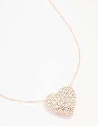 Rose Gold Bling Puffy Heart Necklace - link has visual effect only