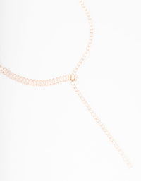 Rose Gold Cubic Zirconia Fine Baguette Lariat Necklace - link has visual effect only