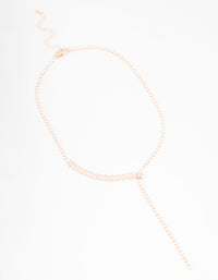 Rose Gold Cubic Zirconia Fine Baguette Lariat Necklace - link has visual effect only