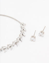 Rhodium Cubic Zirconia Vine Marquise Jewellery Set - link has visual effect only