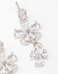 Silver Cubic Zirconia Flower Small Drop Earrings - link has visual effect only