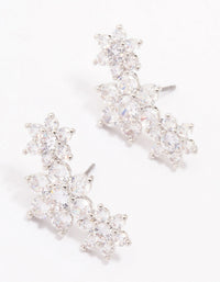 Silver Cubic Zirconia Flower Stud Earrings - link has visual effect only