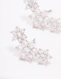 Silver Cubic Zirconia Flower Stud Earrings - link has visual effect only