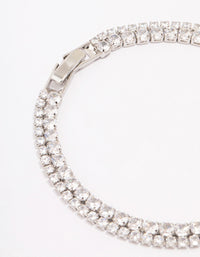 Silver Cubic Zirconia Double Row Bracelet - link has visual effect only