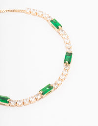 Gold Cubic Zirconia Emerald Toggle Bracelet - link has visual effect only