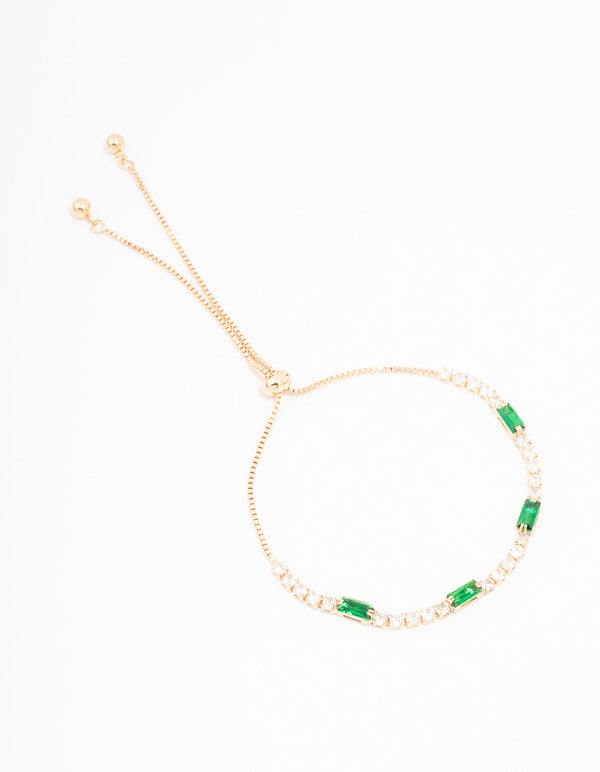 Gold Cubic Zirconia Emerald Toggle Bracelet