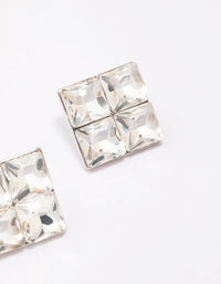 Silver Square Diamante Stud Earrings - link has visual effect only