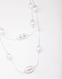 Silver Pearl Multi Row Layered Necklace - link has visual effect only