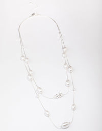 Silver Pearl Multi Row Layered Necklace - link has visual effect only