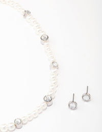 Silver Beaded Pearl Jewellery Set - link has visual effect only