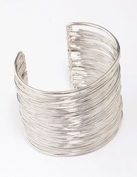 Rhodium Silver Layered Wrist Cuff - link has visual effect only