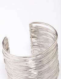 Rhodium Silver Layered Wrist Cuff - link has visual effect only