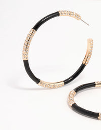 Gold & Black Large Hoop Earrings - link has visual effect only