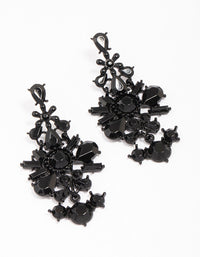 Jet Black Stone Cluster Drop Earrings - link has visual effect only