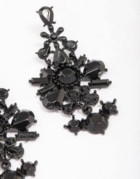 Jet Black Stone Cluster Drop Earrings - link has visual effect only