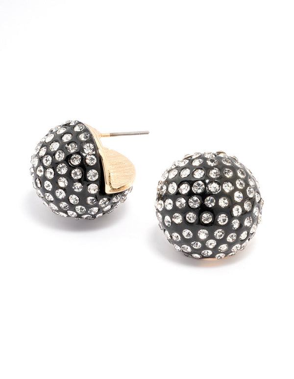 Gunmetal Pave Hook Stud Earrings