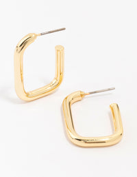 Gold Plated Thin Rectangular Hoop Earrings - link has visual effect only