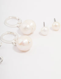 Silver Plated Freshwater Pearl Earring 4-Pack - link has visual effect only