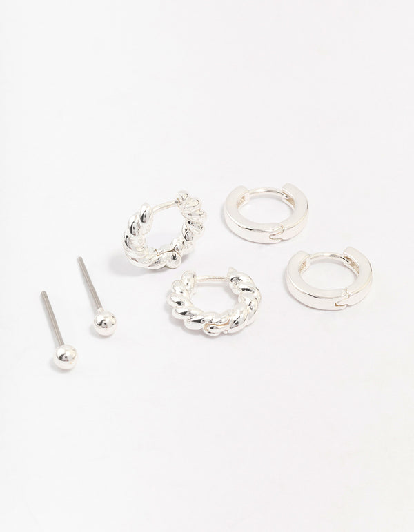 Silver Plated Twisted Earring 3-Pack