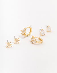 Gold Plated North Star Earring 3-Pack - link has visual effect only