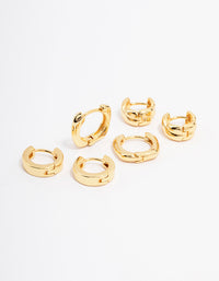 Gold Plated Chunky Rope Huggie Hoop Earring 3-Pack - link has visual effect only