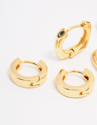 Gold Plated Chunky Rope Huggie Hoop Earring 3-Pack - link has visual effect only