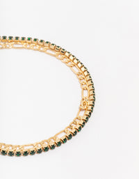 Gold Plated Brass Double Chain & Crystal Bracelet - link has visual effect only