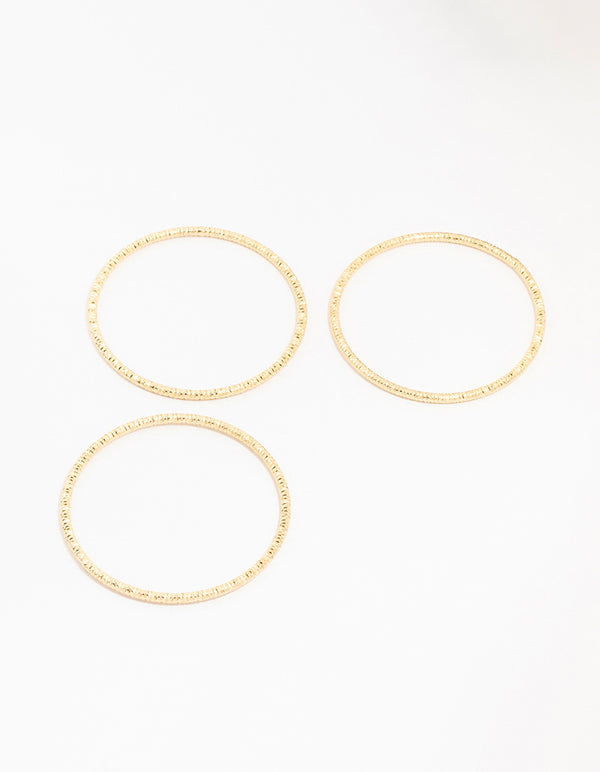 Gold Plated Texture Bangle 3-Pack