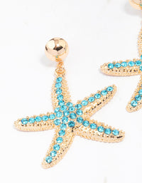 Gold Diamante Starfish Drop Earrings - link has visual effect only