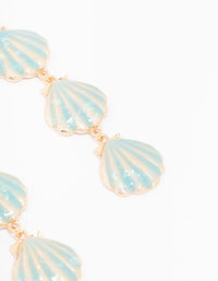 Gold Triple Row Shell Drop Earrings - link has visual effect only