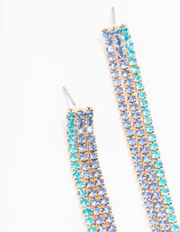 Purple & Blue Diamante Cup Chain Drop Earrings - link has visual effect only