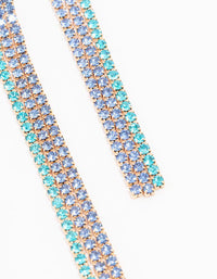 Purple & Blue Diamante Cup Chain Drop Earrings - link has visual effect only