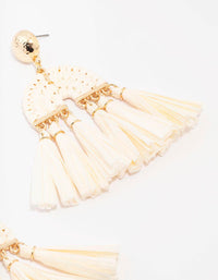 Gold Raffia Tassel Drop Earrings - link has visual effect only